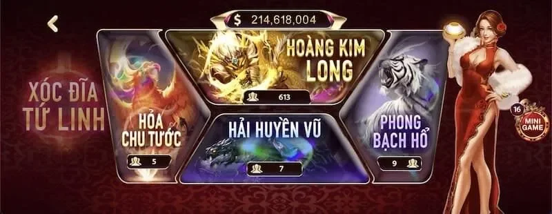 Xóc đĩa tứ linh Sunwin: Săn 4 linh vật lấy trăm triệu