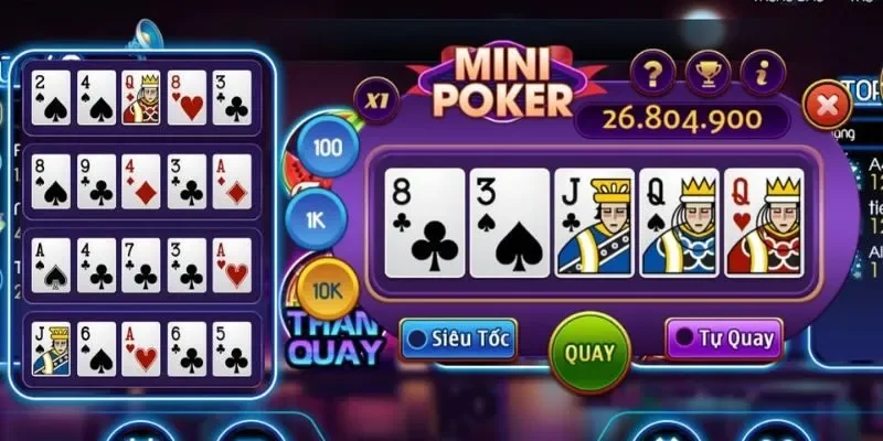 Cách chơi mini game mini Poker chuẩn
