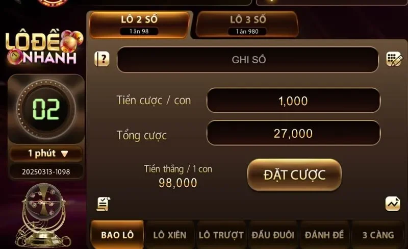 Giao diện Lô đề nhanh