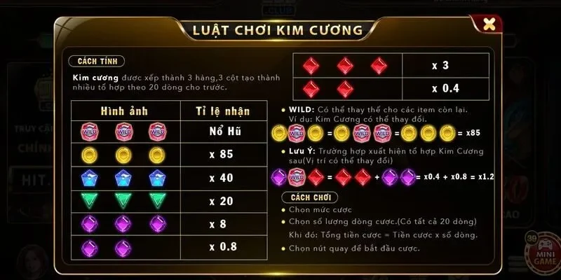 Mẹo chơi mini game kim cương chuẩn