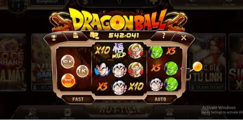 Mini game Dragonball Z sở hữu hàng loạt biểu tượng đặc trưng